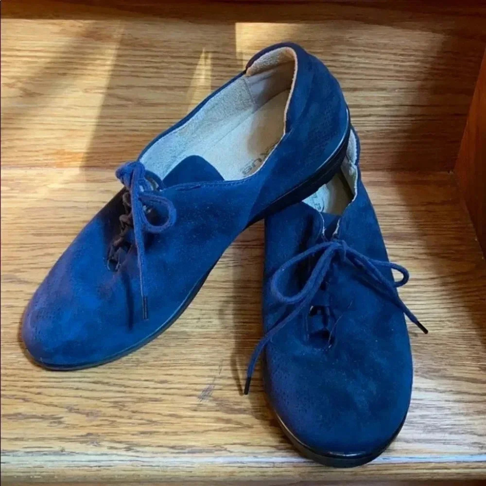Flexus by Spring Step Oxfords 40 Navy Blue Suede Lace Up Comfort Shoes